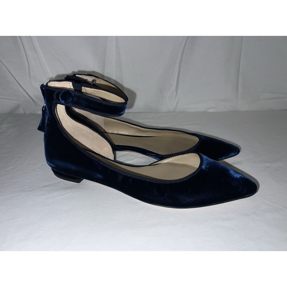 Ankle Strap Pointy Toe Suede Flats Size 7.5
